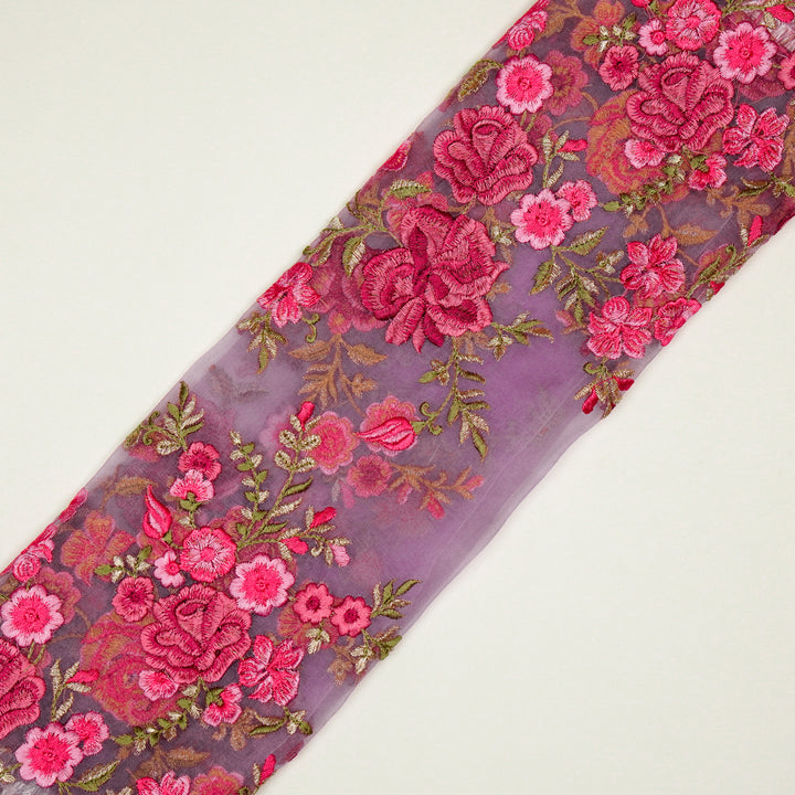 Mahaara Jaal on Deep Mauve Silk Organza Embroidered Fabric