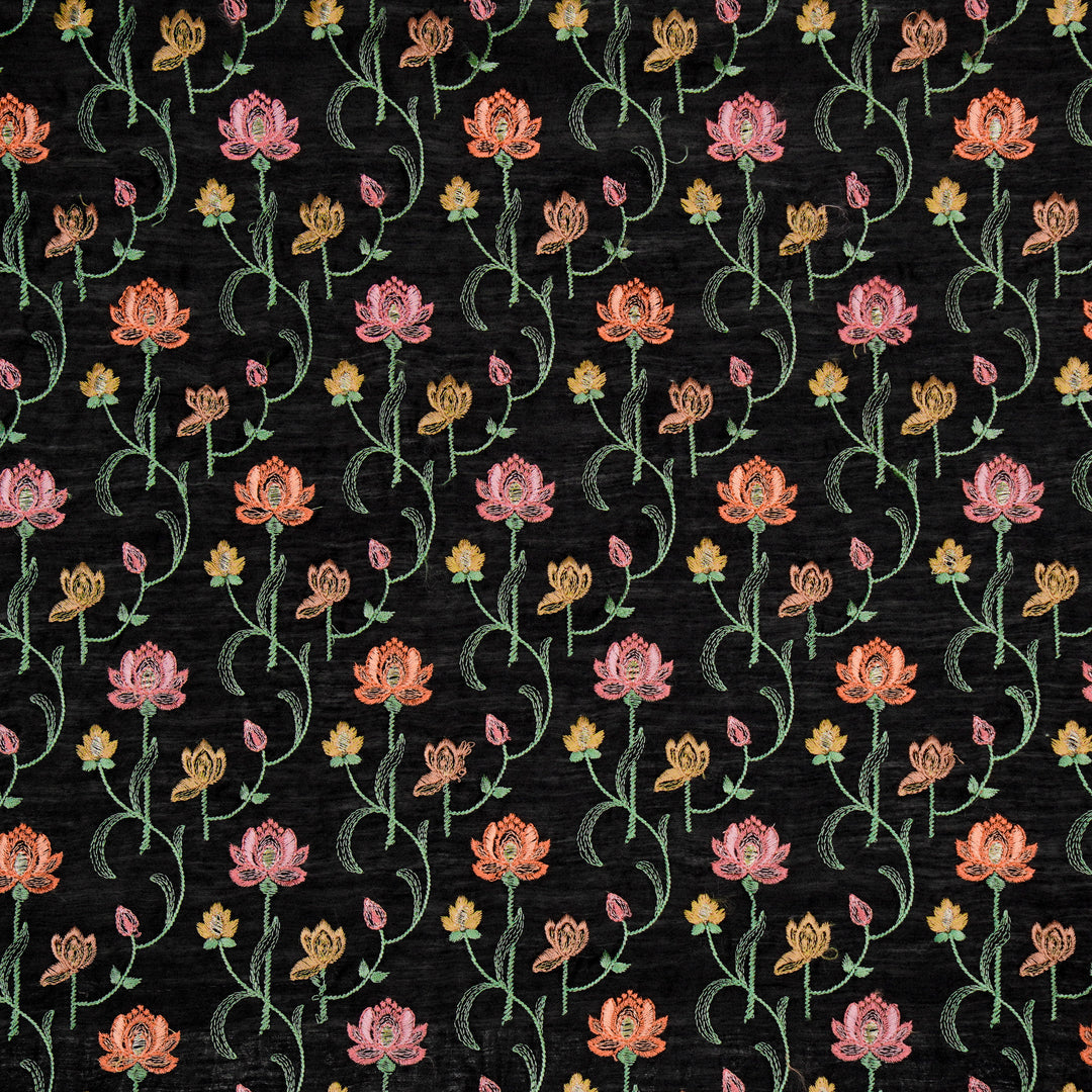 Madhurima Jaal on Black Munga Silk Embroidered Fabric