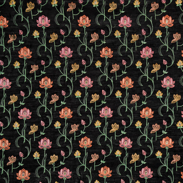 Madhurima Jaal on Black Munga Silk Embroidered Fabric