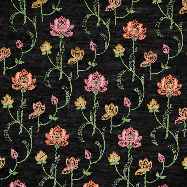 Madhurima Jaal on Black Munga Silk Embroidered Fabric