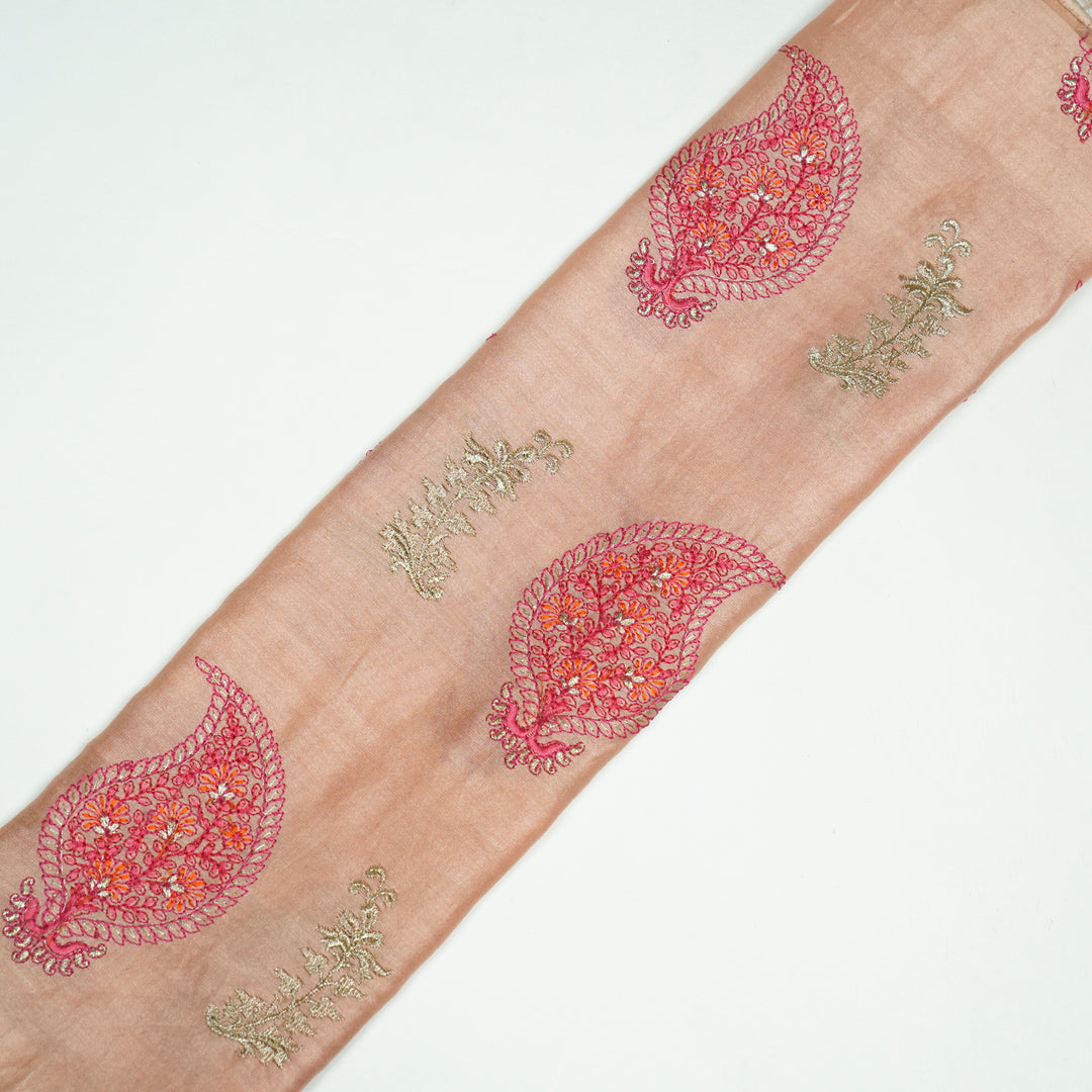 Umaima Buta on Peach Luxe Silk Chanderi Embroidered Fabric