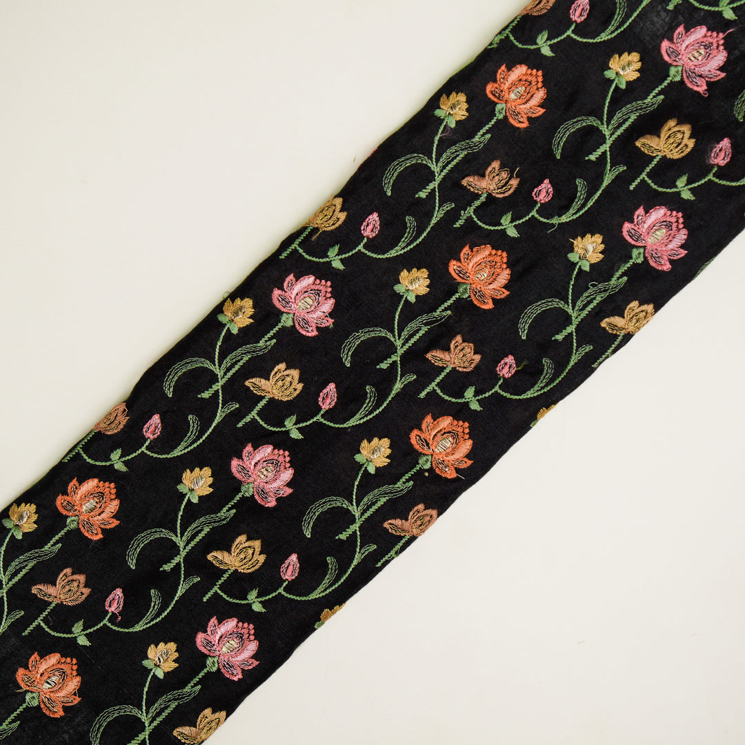 Madhurima Jaal on Black Munga Silk Embroidered Fabric