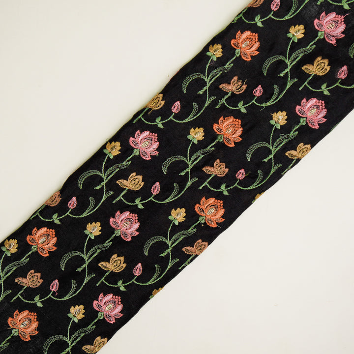 Madhurima Jaal on Black Munga Silk Embroidered Fabric