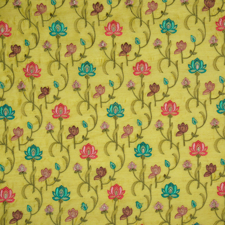 Madhurima Jaal on Lemon Munga Silk Embroidered Fabric
