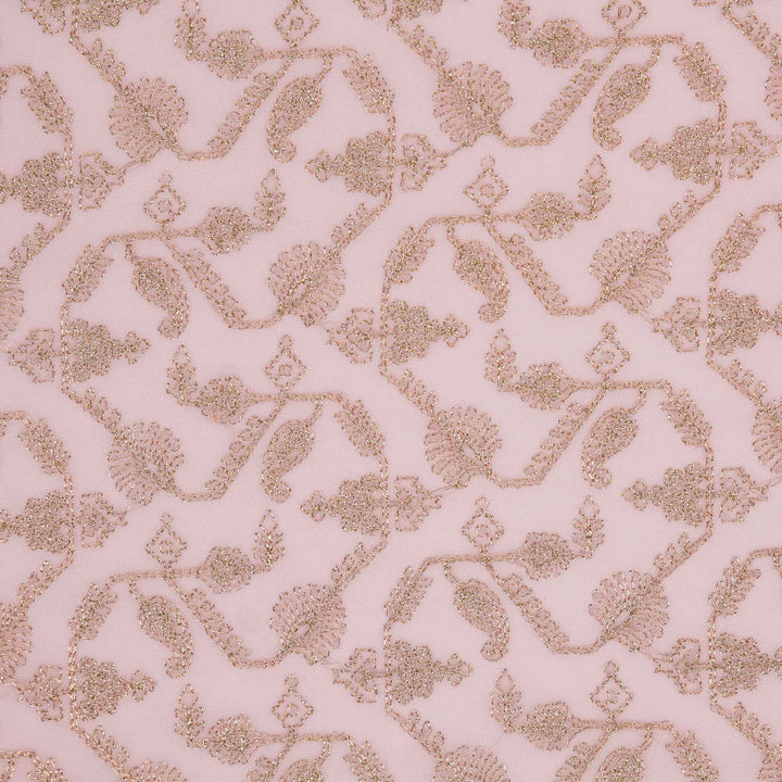 Kanak Jaal on Baby Pink Georgette Embroidered Fabric