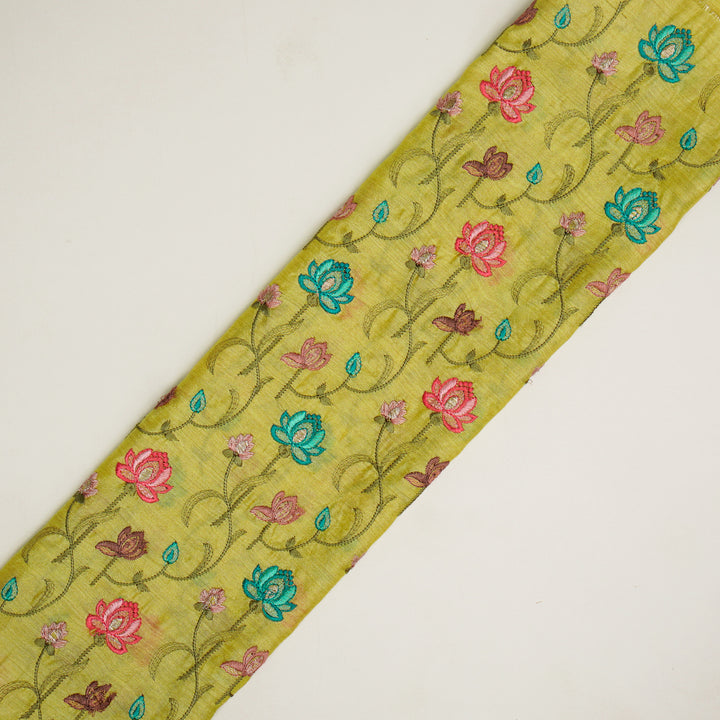 Madhurima Jaal on Lemon Munga Silk Embroidered Fabric
