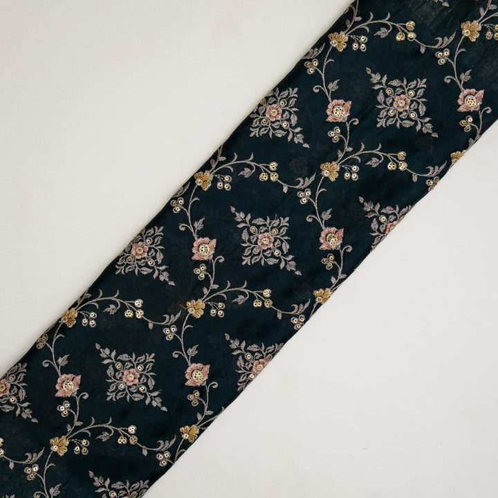 Mrunal Jaal on Dark Blue Silk Chanderi Embroidered Fabric