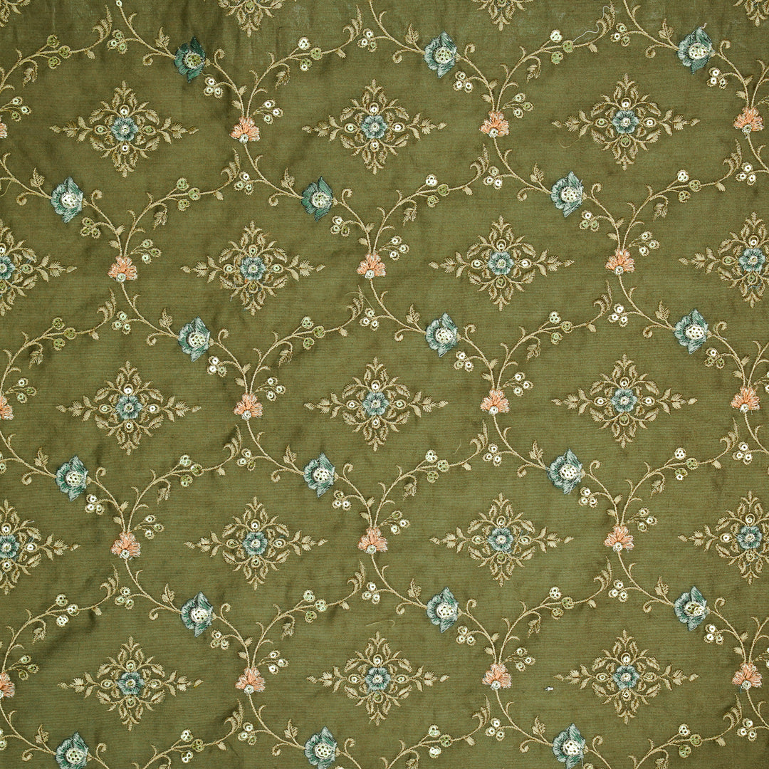Mrunal Jaal on Mouse Silk Chanderi Embroidered Fabric