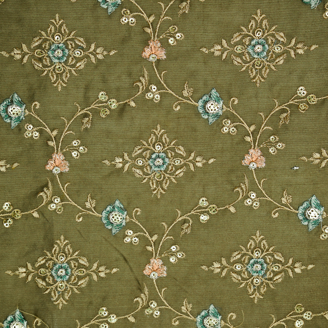 Mrunal Jaal on Mouse Silk Chanderi Embroidered Fabric