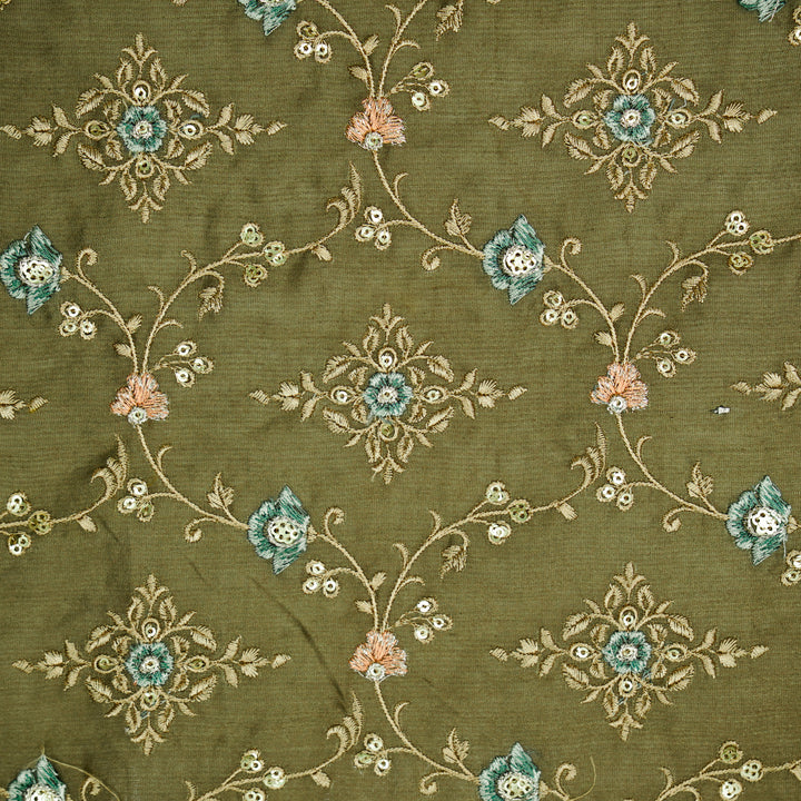 Mrunal Jaal on Mouse Silk Chanderi Embroidered Fabric