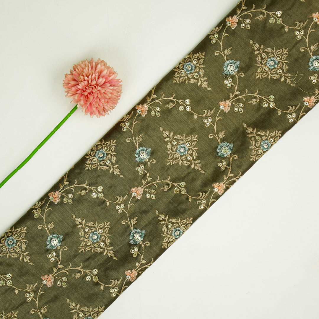 Mrunal Jaal on Mouse Silk Chanderi Embroidered Fabric