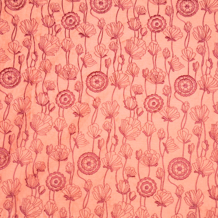 Isha Jaal on Peach Luxe Silk Chanderi Embroidered Fabric