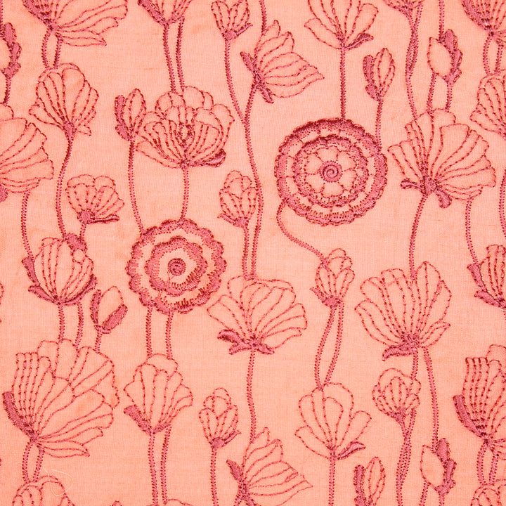 Isha Jaal on Peach Luxe Silk Chanderi Embroidered Fabric