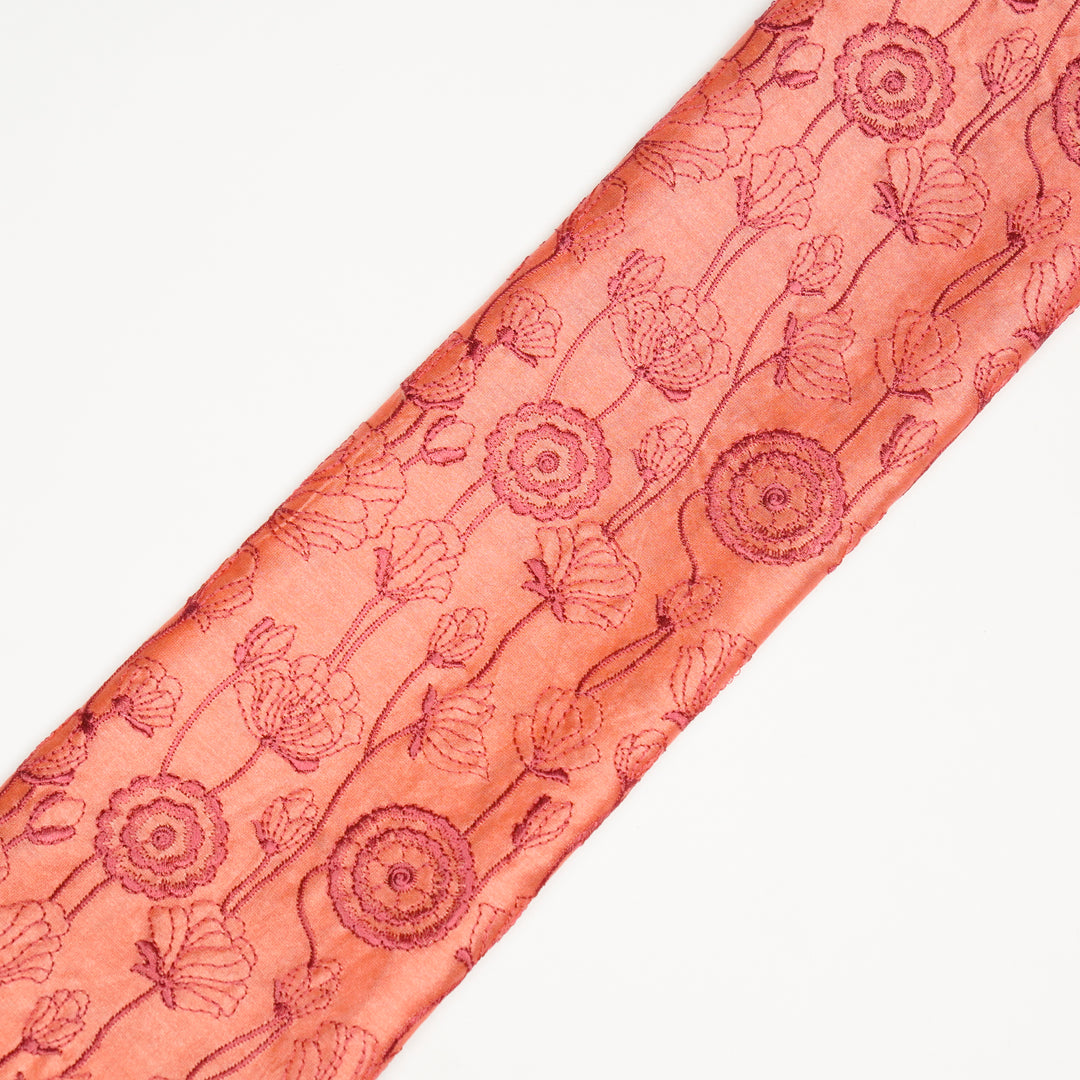 Isha Jaal on Peach Luxe Silk Chanderi Embroidered Fabric