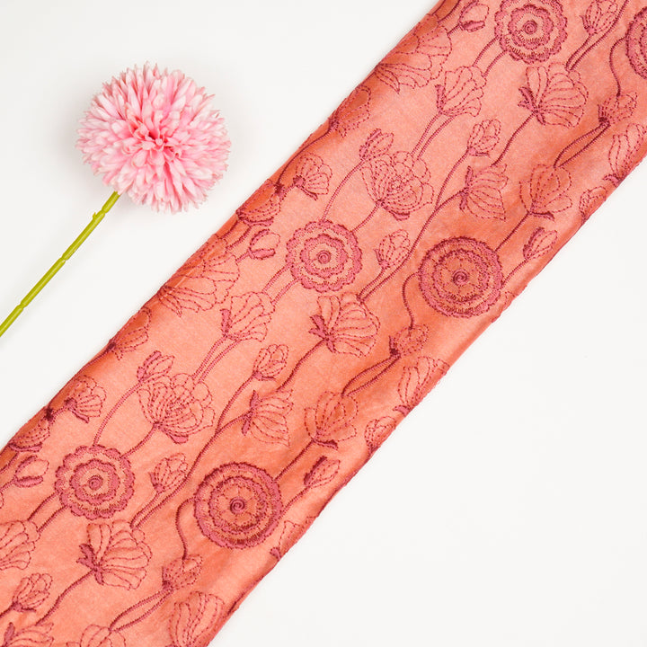 Isha Jaal on Peach Luxe Silk Chanderi Embroidered Fabric