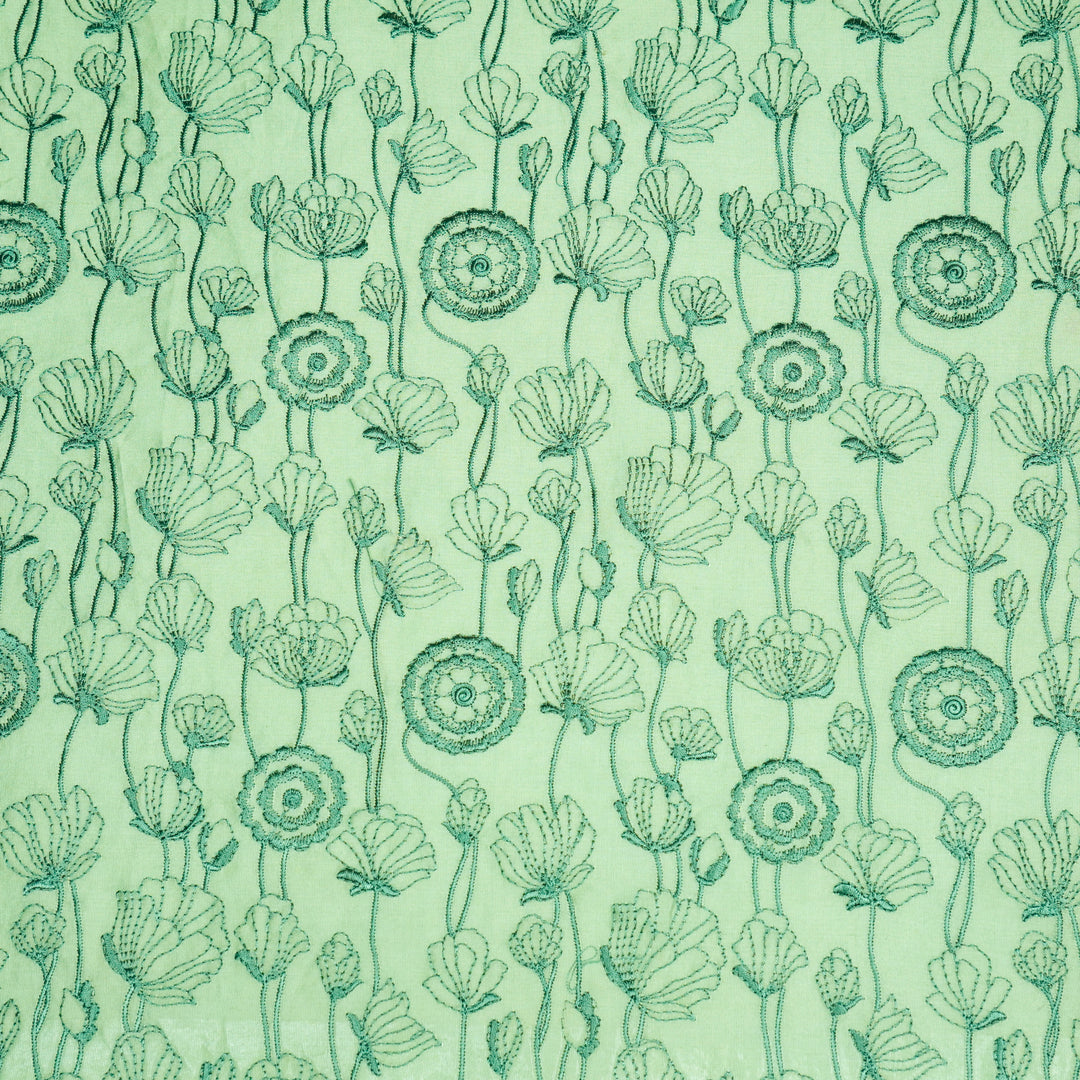 Isha Jaal on Sea Green Luxe Silk Chanderi Embroidered Fabric