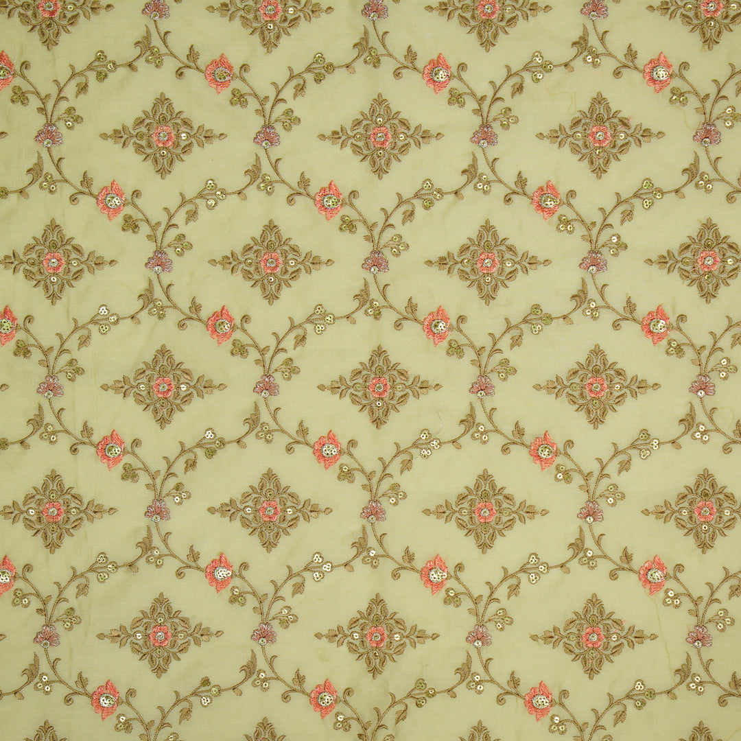 Mrunal Jaal on Cream Silk Chanderi Embroidered Fabric