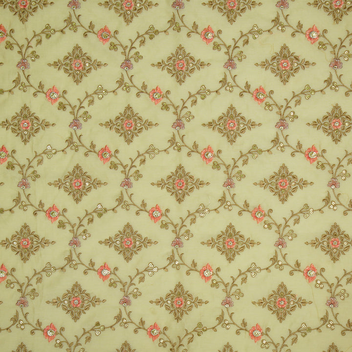 Mrunal Jaal on Cream Silk Chanderi Embroidered Fabric