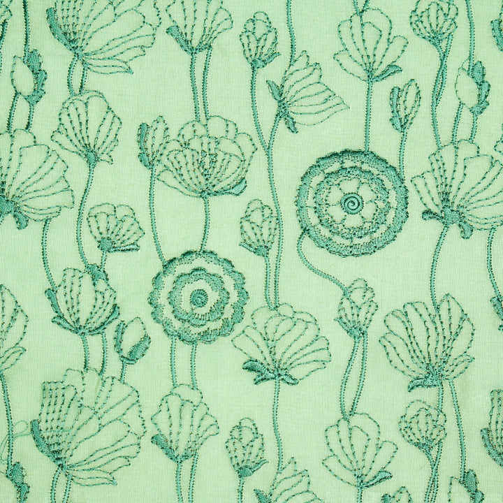 Isha Jaal on Sea Green Luxe Silk Chanderi Embroidered Fabric