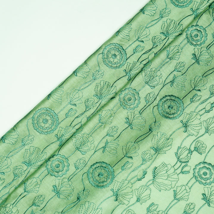 Isha Jaal on Sea Green Luxe Silk Chanderi Embroidered Fabric