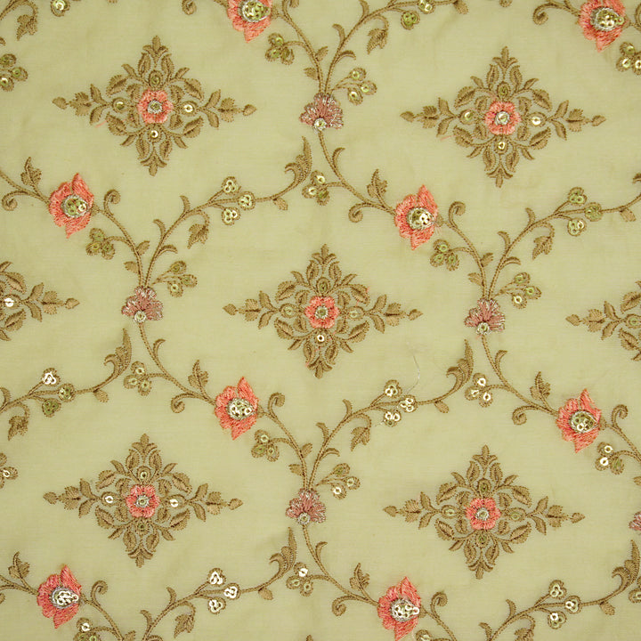 Mrunal Jaal on Cream Silk Chanderi Embroidered Fabric