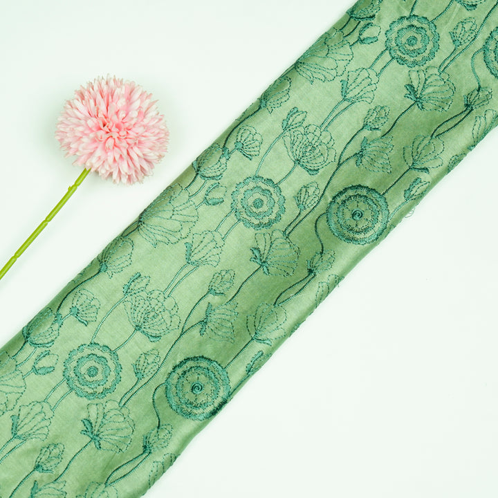 Isha Jaal on Sea Green Luxe Silk Chanderi Embroidered Fabric