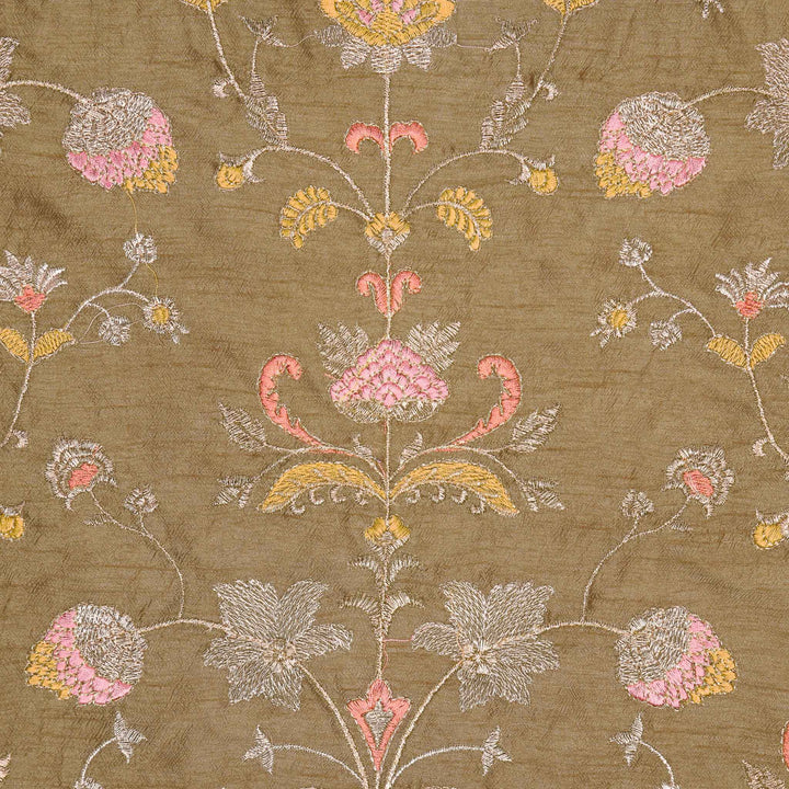 Devyani Jaal on Mouse Semi Raw Silk Embroidered Fabric