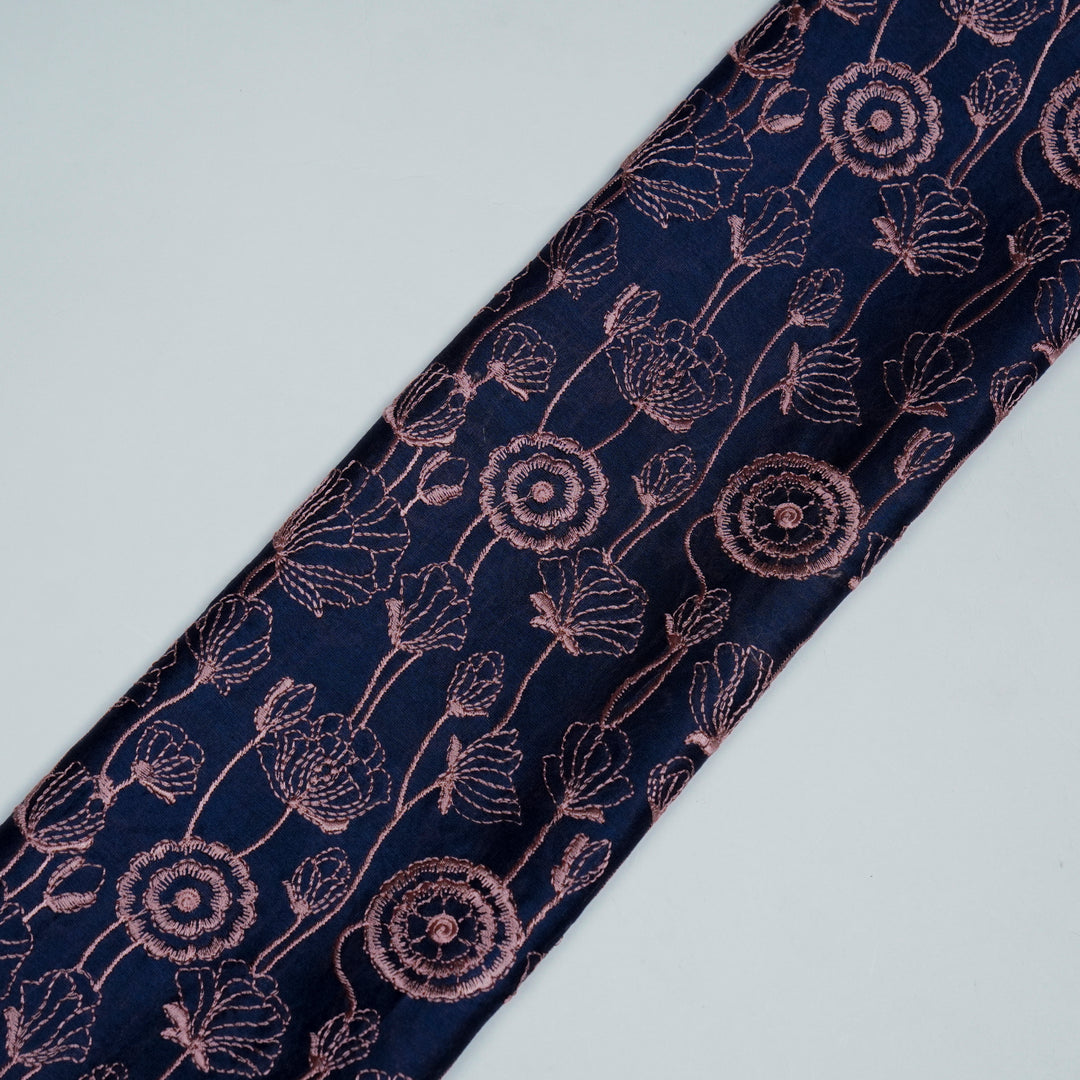 Isha Jaal on Navy Blue Luxe Silk Chanderi Embroidered Fabric