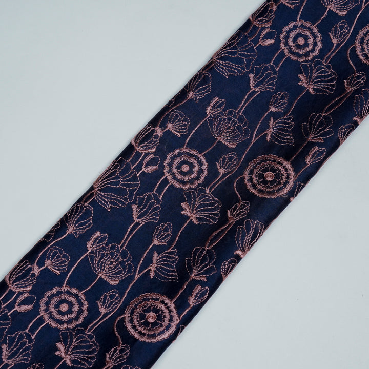 Isha Jaal on Navy Blue Luxe Silk Chanderi Embroidered Fabric