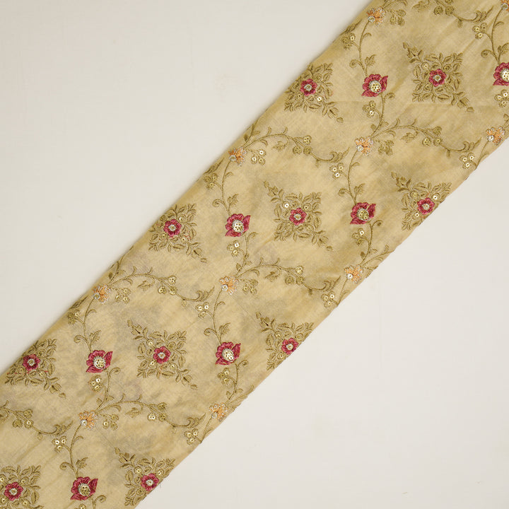 Mrunal Jaal on Light Peach Silk Chanderi Embroidered Fabric