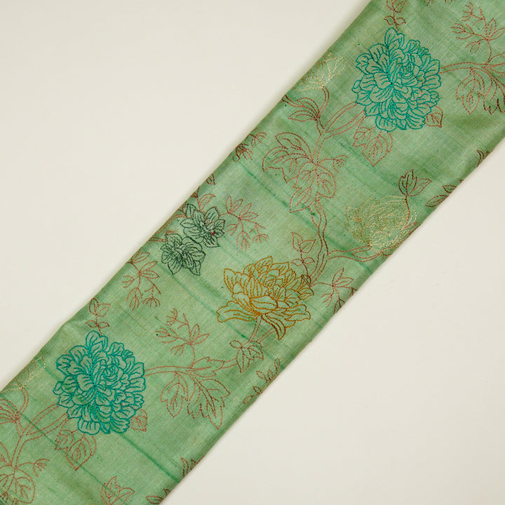 Fajra Jaal On Sea Green Tussar Silk Embroidered Fabric