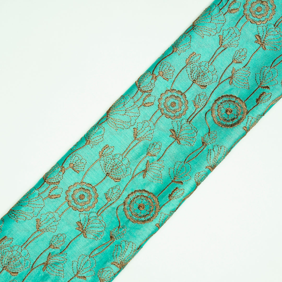 Isha Jaal on Aqua Luxe Silk Chanderi Embroidered Fabric