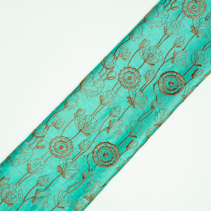 Isha Jaal on Aqua Luxe Silk Chanderi Embroidered Fabric