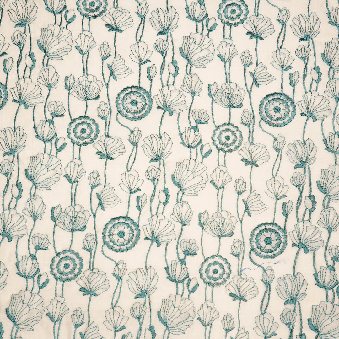 Isha Jaal on Cream Luxe Silk Chanderi Embroidered Fabric