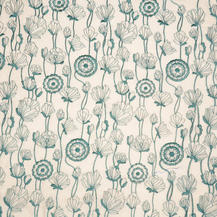 Isha Jaal on Cream Luxe Silk Chanderi Embroidered Fabric