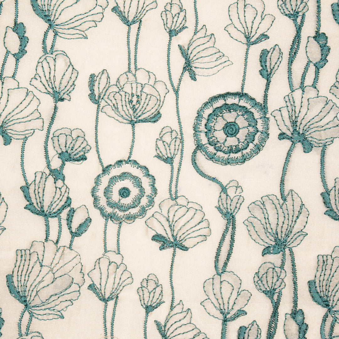 Isha Jaal on Cream Luxe Silk Chanderi Embroidered Fabric