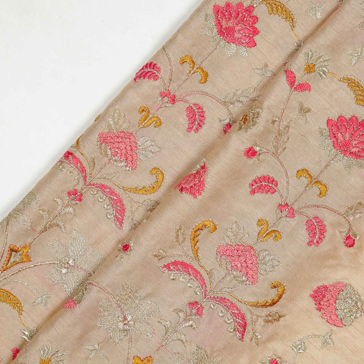 Devyani Jaal on Dusky Cream Semi Raw Silk Embroidered Fabric