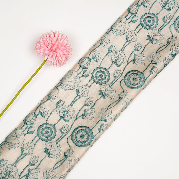 Isha Jaal on Cream Luxe Silk Chanderi Embroidered Fabric