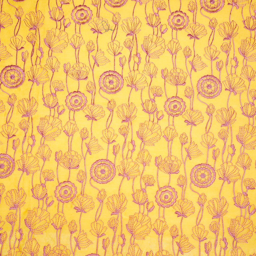 Isha Jaal on Gold Luxe Silk Chanderi Embroidered Fabric