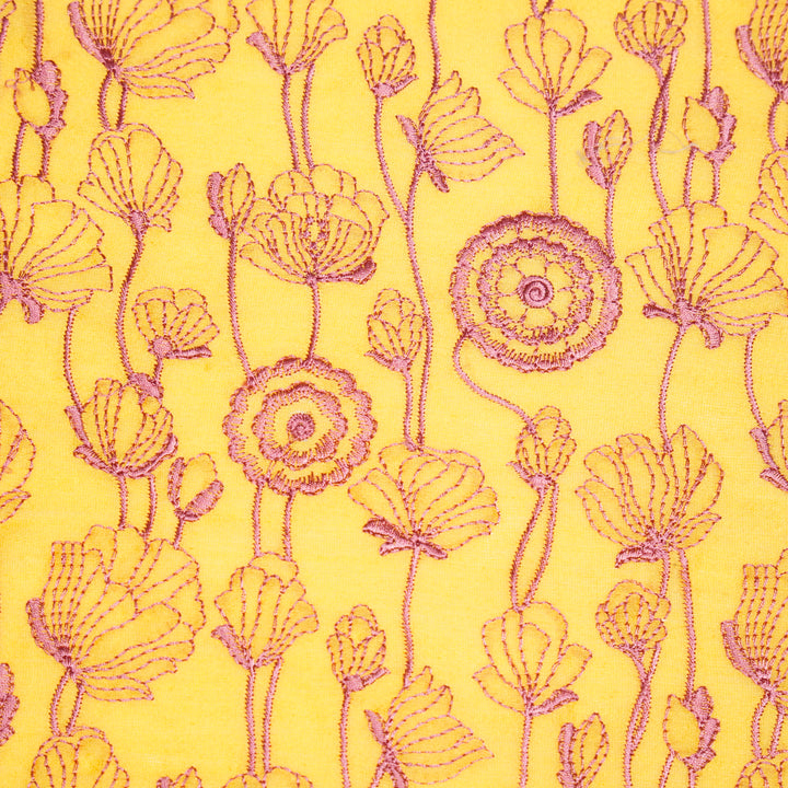 Isha Jaal on Gold Luxe Silk Chanderi Embroidered Fabric