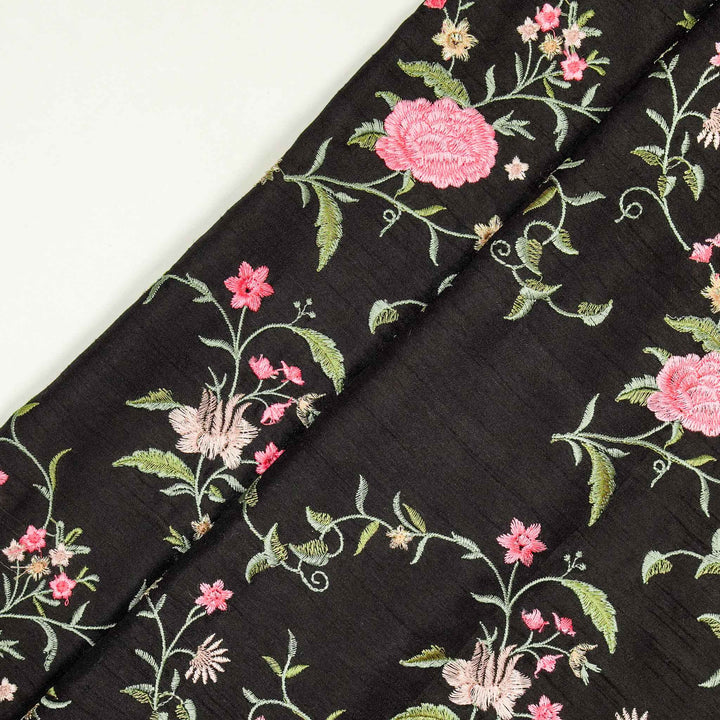 Namita Jaal on Black Semi Raw Silk Embroidered Fabric