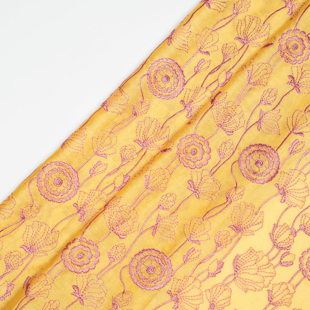 Isha Jaal on Gold Luxe Silk Chanderi Embroidered Fabric