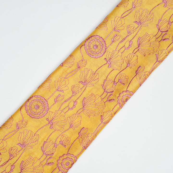 Isha Jaal on Gold Luxe Silk Chanderi Embroidered Fabric