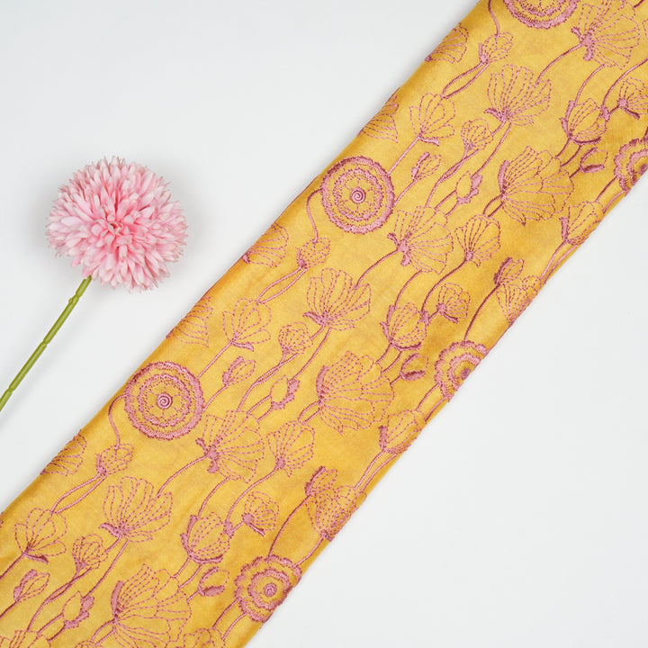 Isha Jaal on Gold Luxe Silk Chanderi Embroidered Fabric