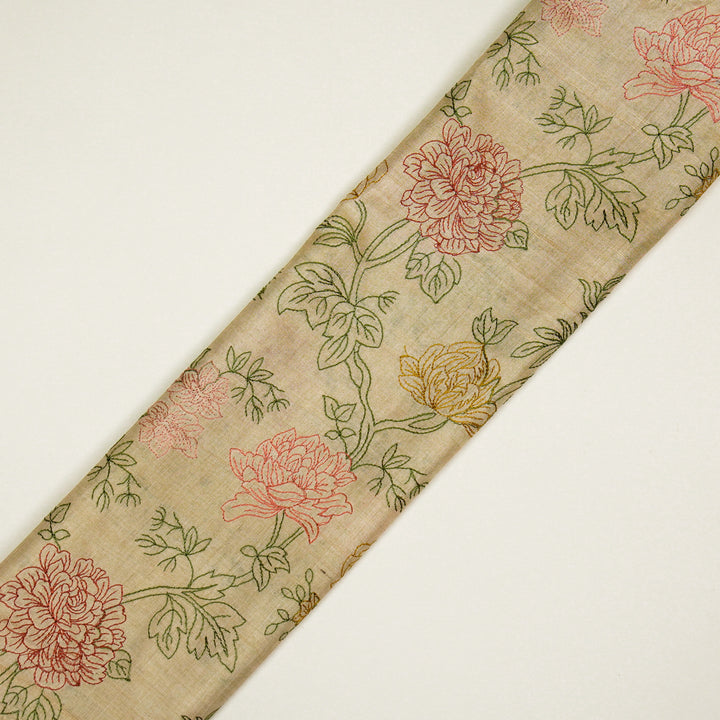 Fajra Jaal On Natural Tussar Silk Embroidered Fabric