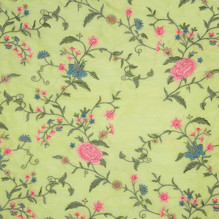 Namita Jaal on Light Lemon Semi Raw Silk Embroidered Fabric