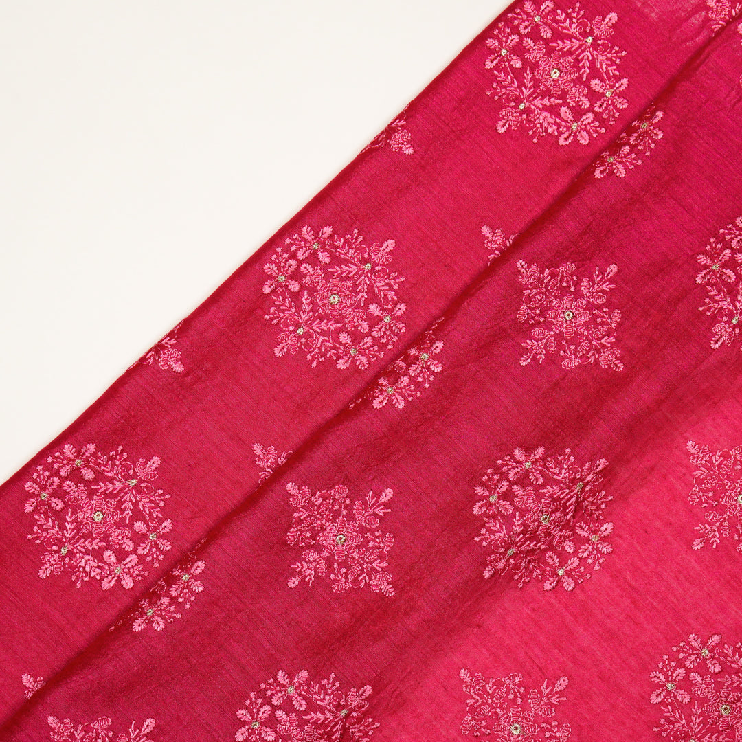 Raima Buta on Fuxia Munga Silk Embroidered Fabric