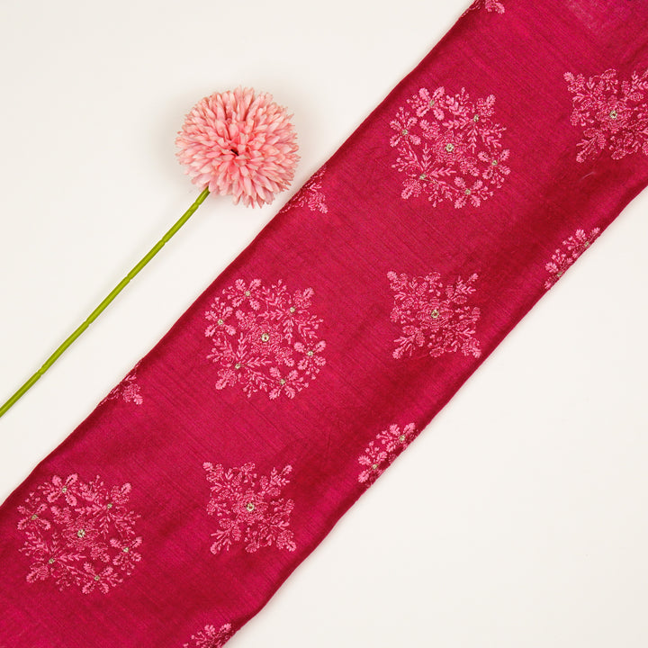 Raima Buta on Fuxia Munga Silk Embroidered Fabric