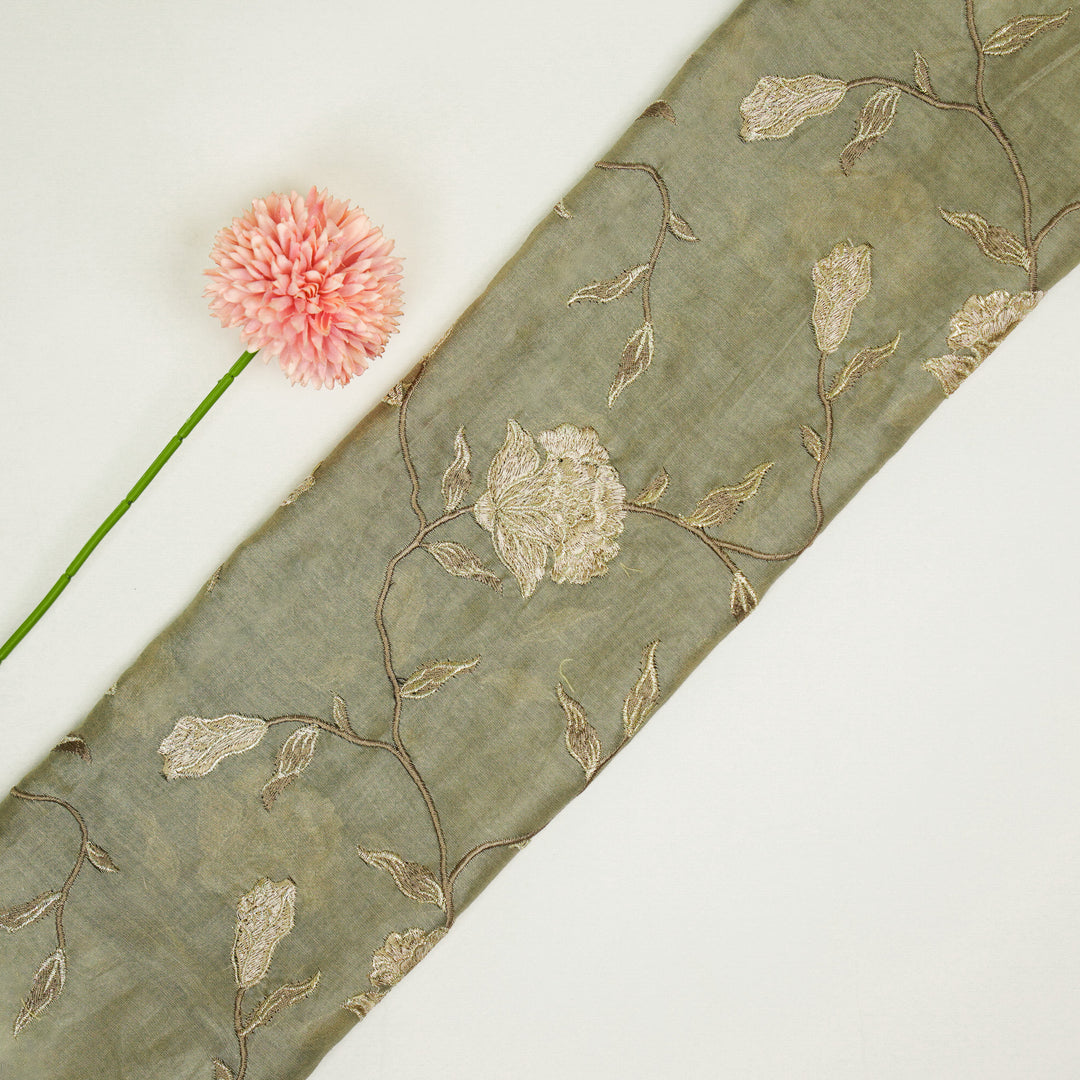 Samaya Jaal on Mouse Silk Chanderi Embroidered Fabric