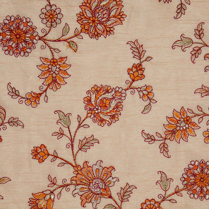 Kriti Jaal on Beige Semi Raw Silk Embroidered Fabric